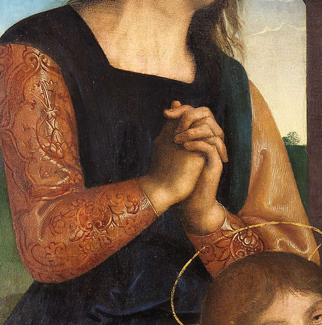 Detail from Perugino's 'The lamentation over the dead Christ' showing cross hatching. © National Gallery of Ireland