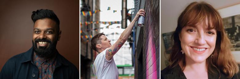 Three profile pictures of the judges of the 2024 AIB Young Portrait Prize