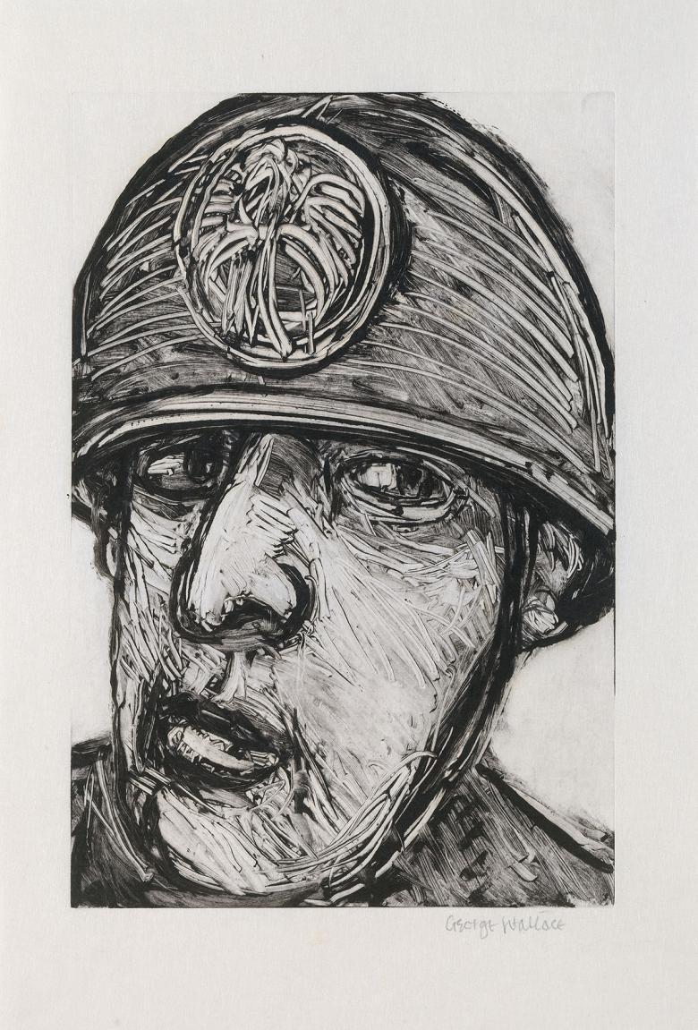 Monoprint of soldier's head