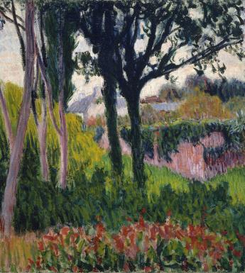 Oil painting of a landscape with trees