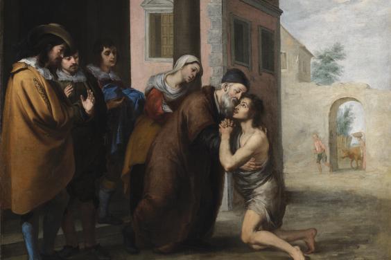 Oil painting by Murillo of an episode from the Prodigal Son parable