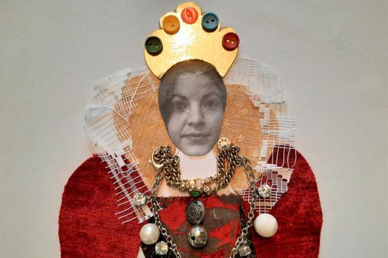 Collage portrait in sixteenth-century costume