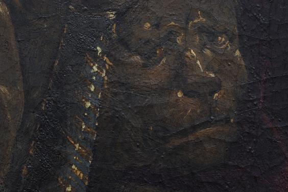 Detail of a painting showing a lion's head