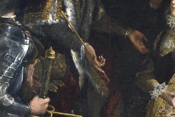 Detail of a painting showing men in armour