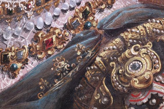 Detail of painting showing elaborate gold jewellery