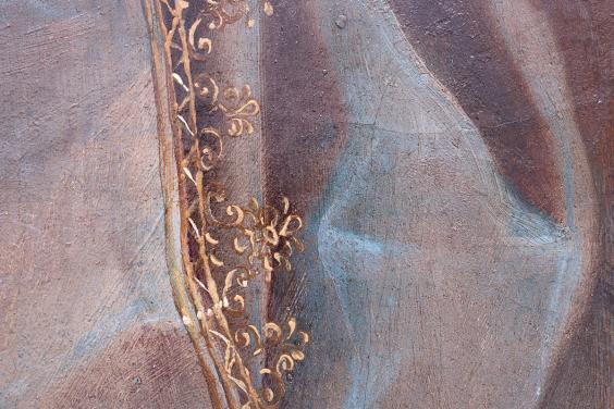 Detail of the Queen’s silk train
