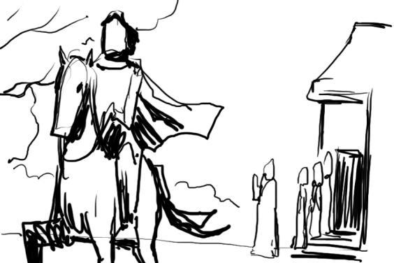 Sketch of man on horse