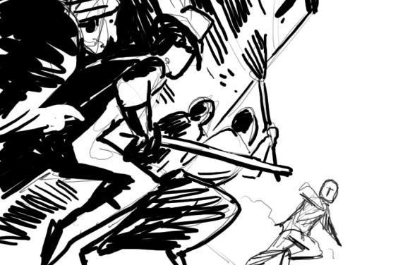 Sketch of figures by Nick Roche